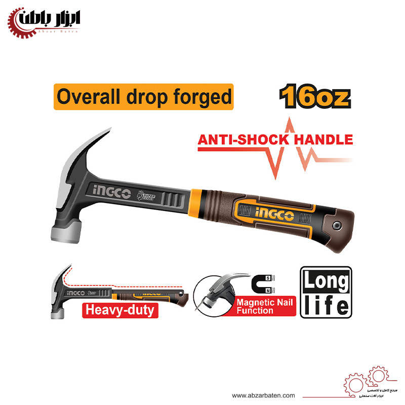 چکش میخ کش اینکو مدل HCH81016L با وزن 880 گرم