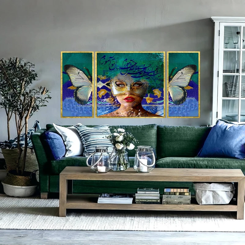 تابلو بکلیت طرح مدرن آرت مدل شاین اکلیلی T-2868 مجموعه 3 عددی