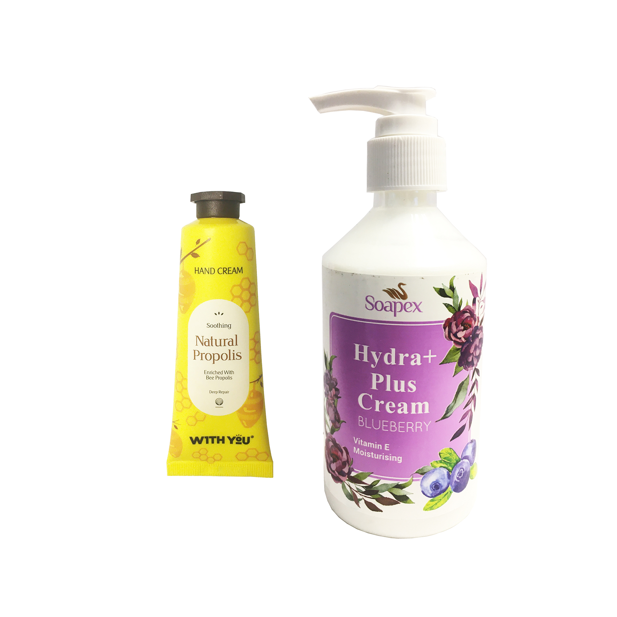 کرم آبرسان و مرطوب کننده سوپکس مدل BlueBerry حجم 250 میلی لیتر به همراه کرم مرطوب کننده ویت یو مدل Natrual Propolis حجم 50 میلی لیتر 
