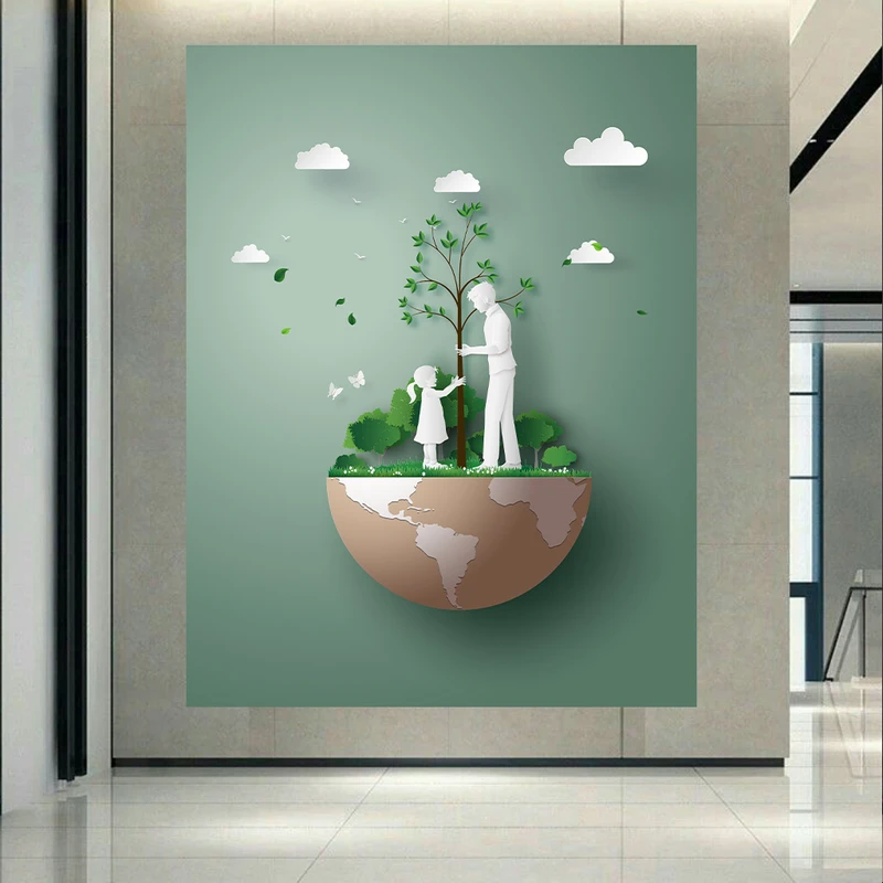 تابلو بوم طرح مخمل زمین سالم مدل درختکاری کد AR305479