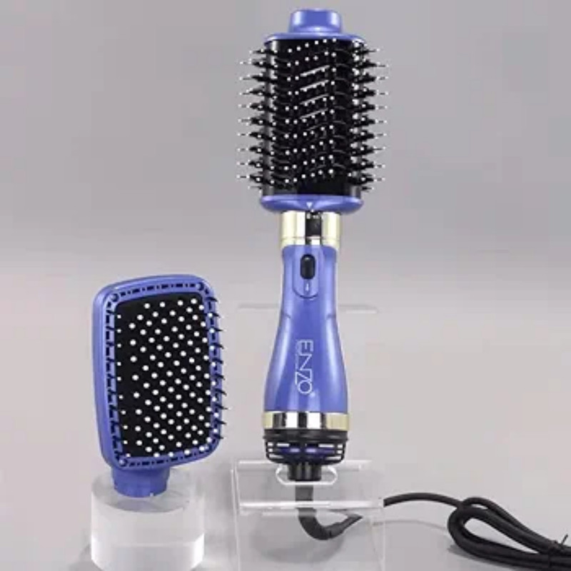 سشوار برس‌دار حالت‌دهنده انزو پروفیشینال مدل EN-4128 با توان 1200 وات، موتور DC، دو سری برس گرد و شانه‌دار، تنظیم دما و سرعت دو حالته، فناوری یونیک برای کاهش وز و افزایش درخشندگی مو، خشک‌کن و حالت‌دهنده همزمان