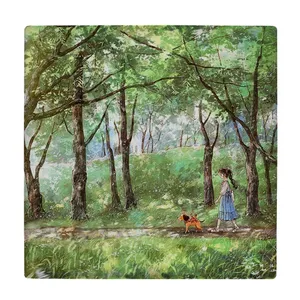 زیر لیوانی  مدل دختر و سگ فانتزی در جنگل کد    6421709_5968