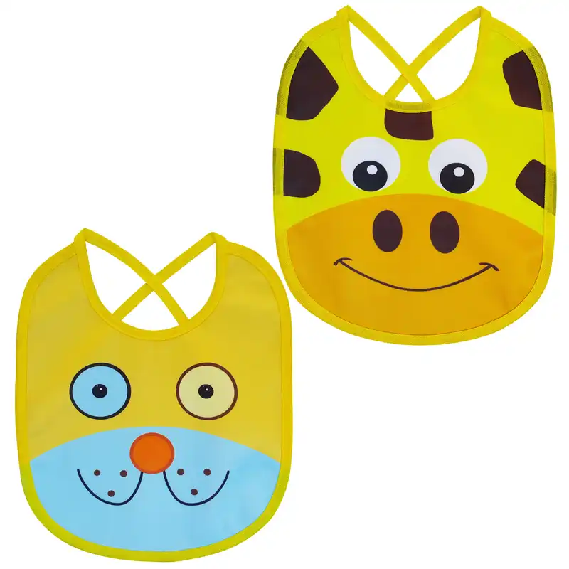 پیش بند نوزادی مدل بند دار زرافه و هاپو بسته 2 عددی