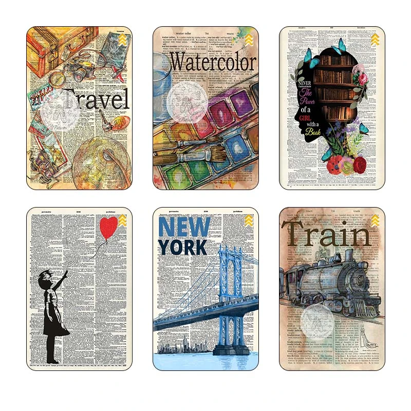استيکر کارت کارنيکا طرح روزنامه وینتج Vintage Newspaper کد 94099 مجموعه 6 عددی