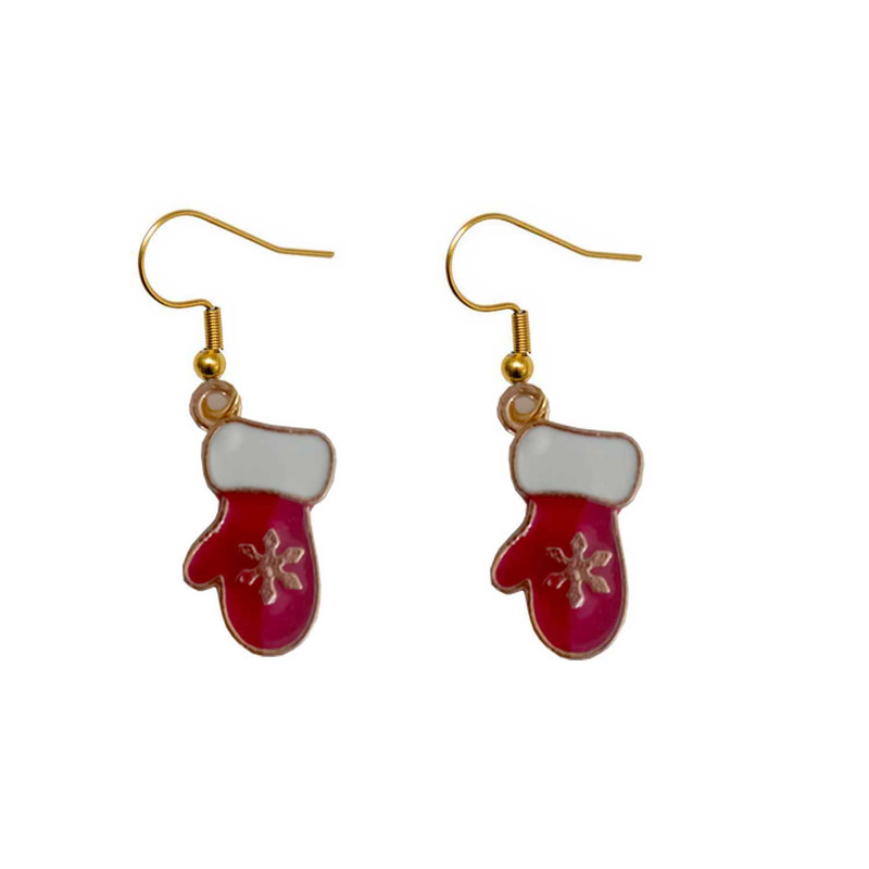 گوشواره زنانه مدل دستکش بابانوئل کریسمس کد NANUL-SANTA-604
