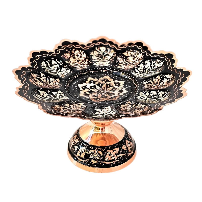 شیرینی خوری مسی نگارستان نيلی مدل الماس تراش کد silver26