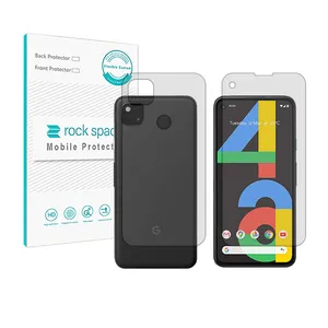Rockspace HyGEL model transparent screen protector suitable for Google Pixel 4a mobile phone along with the back of the phone