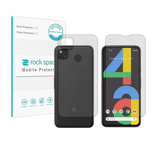 محافظ صفحه نمایش شفاف راک اسپیس مدل HyGEL مناسب برای گوشی موبایل گوگل Pixel 4a به همراه محافظ پشت گوشی