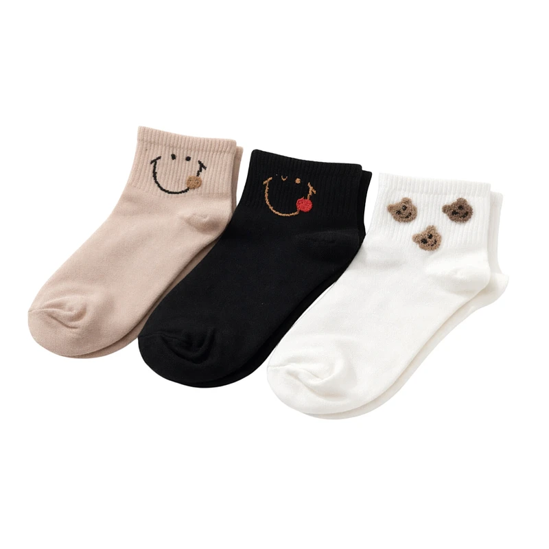 جوراب ساق کوتاه زنانه مدل پنبه ای کد 003 بسته 3 عددی