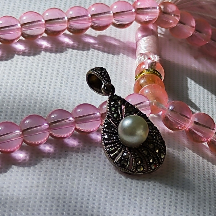 آویز گردنبند نقره زنانه مدل سنگ مروارید کد 526