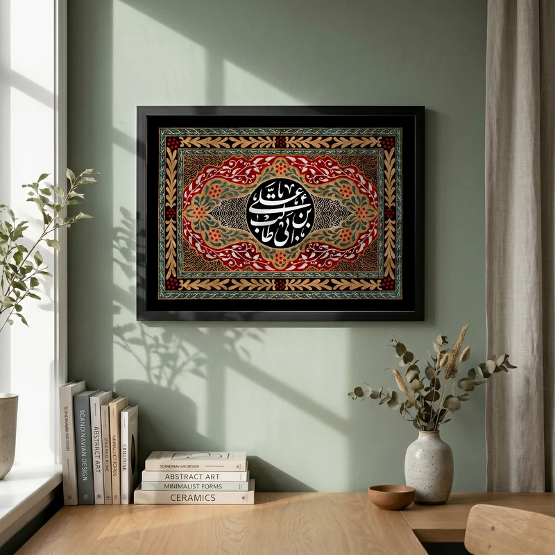 تابلو طرح شهادت امام علی (ع) مدل G14373 فریم مشکی