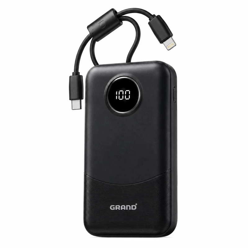 پاوربانک 22.5 وات گرند اسکای مدل GP - 216 با ظرفیت 20000 میلی‌آمپرساعت به همراه 2 کابل USB-C و کابل لایتنینگ