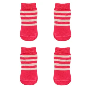 جوراب سگ و گربه مدل راه راه سایز L مجموعه 4 عددی