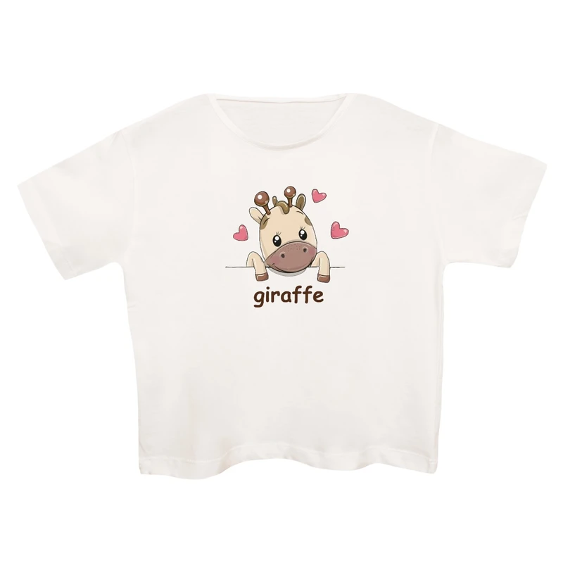 کراپ‌تی شرت آستین کوتاه زنانه مدل زرافه کد 6