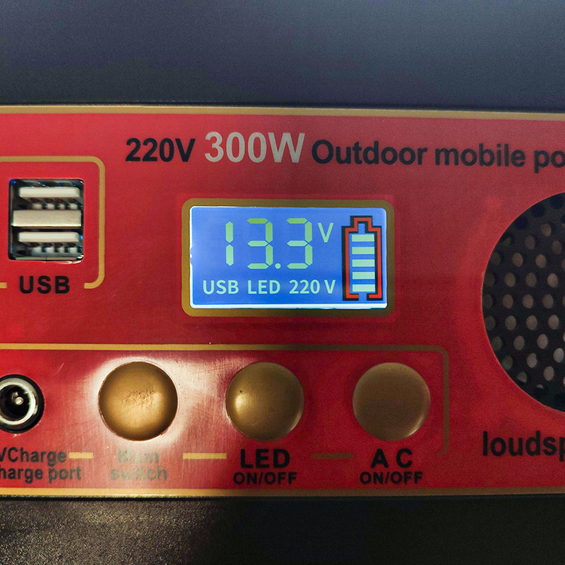 باتری خورشیدی مدل مولتی 300W کمپینگ اسپیکردار ظرفیت 25000 میلی آمپر ساعت