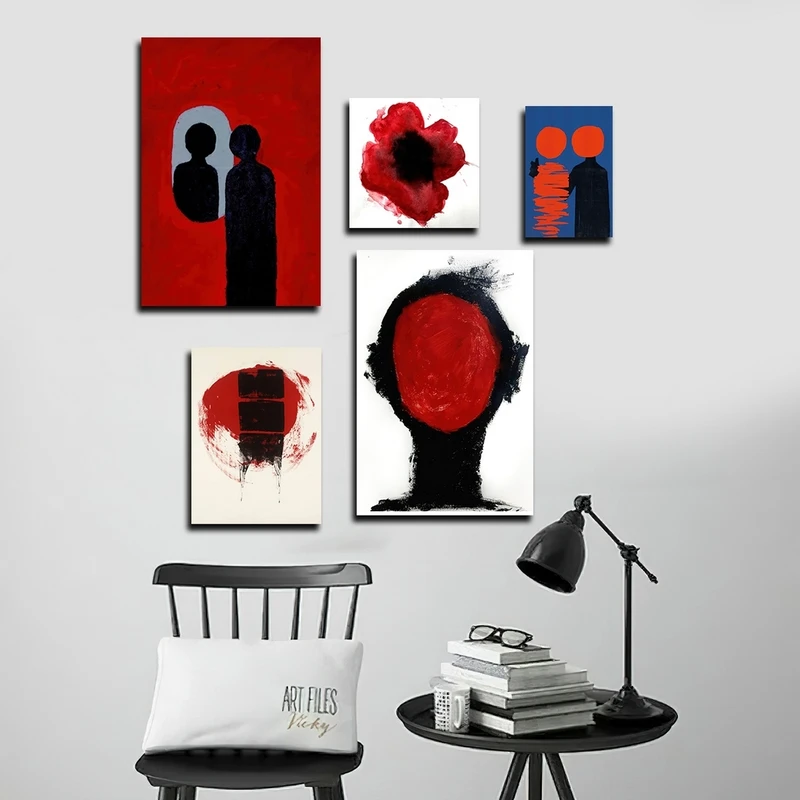 تابلو شاسی بکلیت طرح نقاشی مینیمال مدل SH-2674 مجموعه 5 عددی