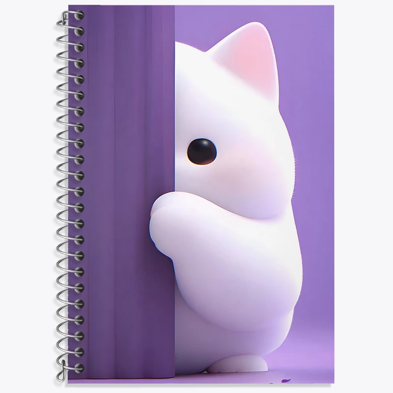 دفتر زبان 50 برگ خندالو مدل سه خط طرح گربه کیوت کد N2721