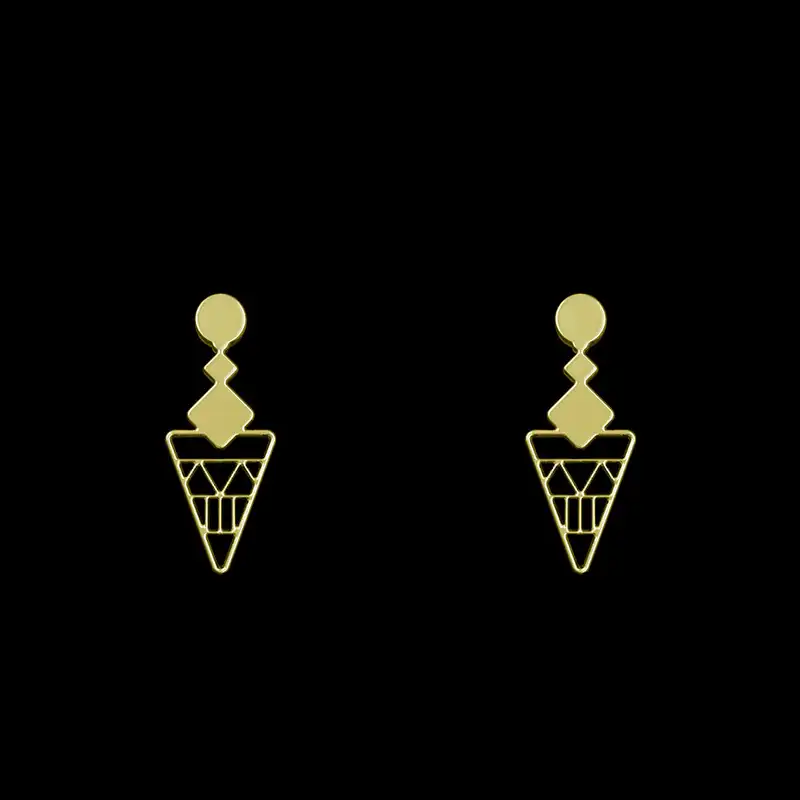 گوشواره طلا 18 عیار زنانه مدوپد مدل هندسی کد GA1-15030