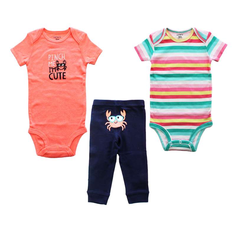 ست 3 تکه لباس نوزادی کارترز مدل خرچنگ