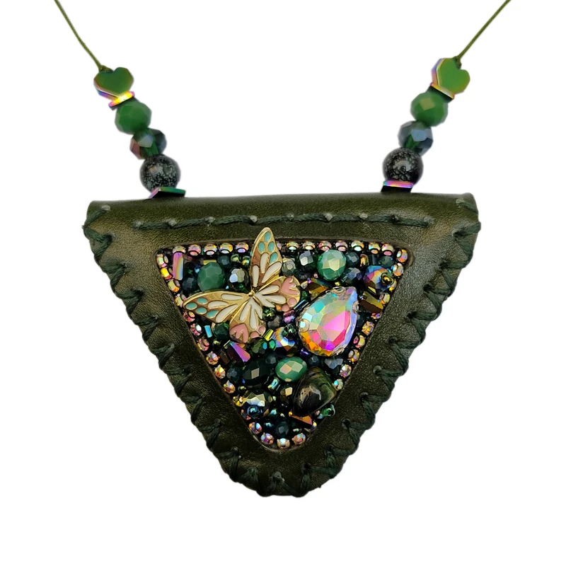 گردنبند زنانه مدل کیف چرم طبیعی کد 10