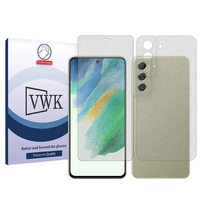 محافظ صفحه نمایش مات وی دبلیو کی مدل Tough مناسب برای گوشی موبایل سامسونگ Galaxy S21 FE 5G به همراه محافظ پشت گوشی