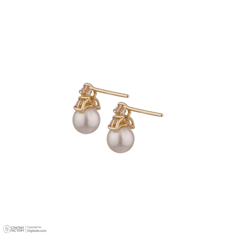 گوشواره طلا 18 عیار زنانه گالری شیدا مجد مدل بالیو رز کوارتز