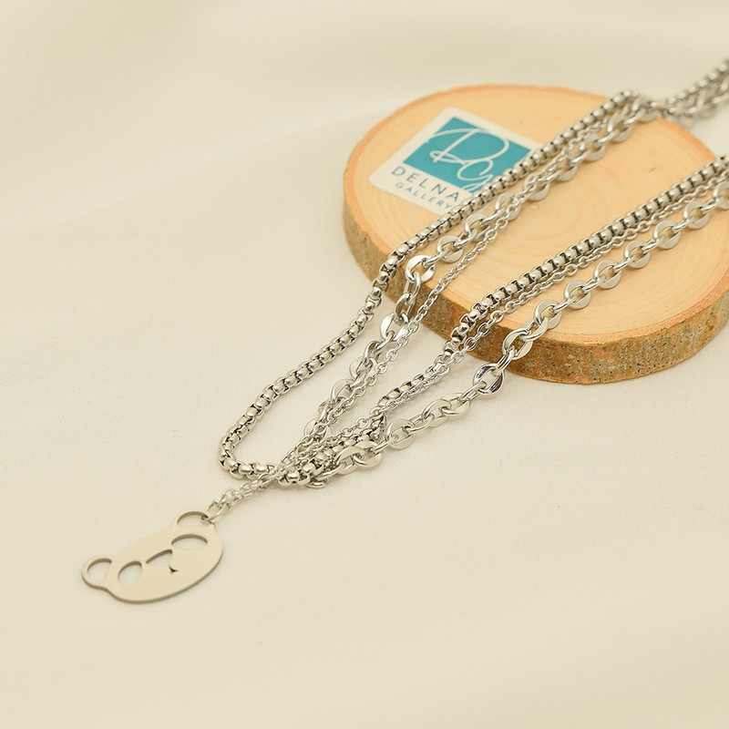 گردنبند دخترانه دلنار گالری مدل اسمایلی پاندا سه لاین