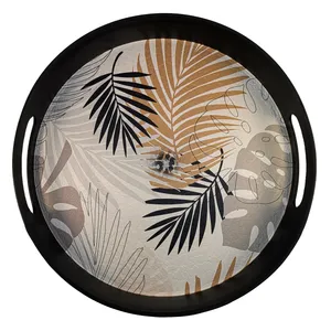 سینی دسته دار مدل گرد بامبو سایز 30*30 سانتی متر