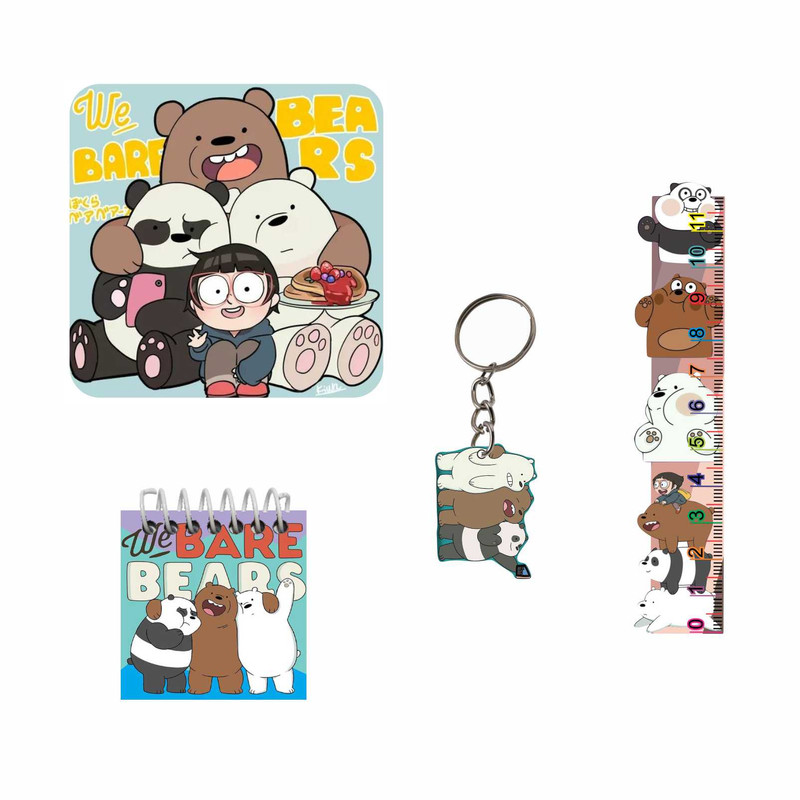 بسته لوازم تحریر مدل خرس های سه کله پوک  کد NEW1 مجموعه 4 عددی