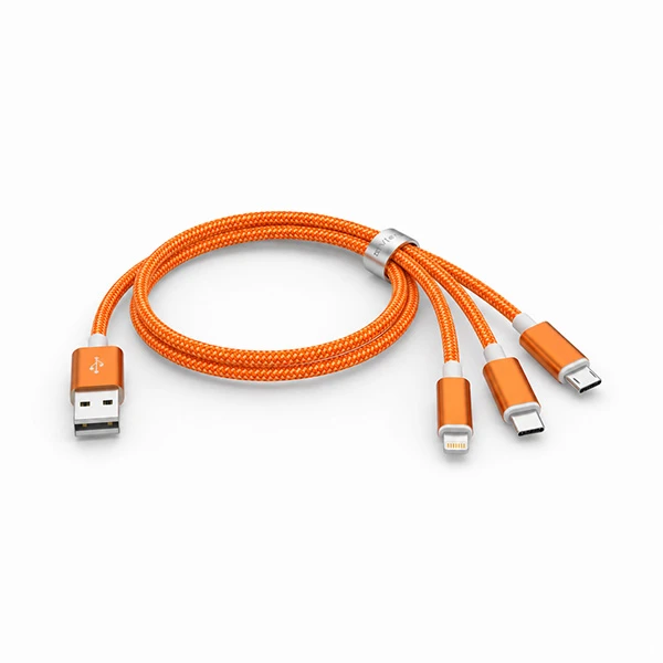 كابل تبدیل USB به لايتنينگ /micro USB/USB-C ریویرا مدل توربو شارژ طول 1 متر