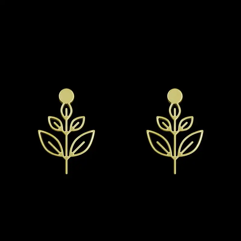 گوشواره طلا 18 عیار زنانه مدوپد مدل برگ کد GA1-15977