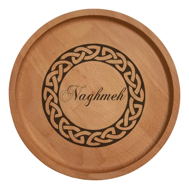 بشقاب چوبی مدل اسم نغمه 5785