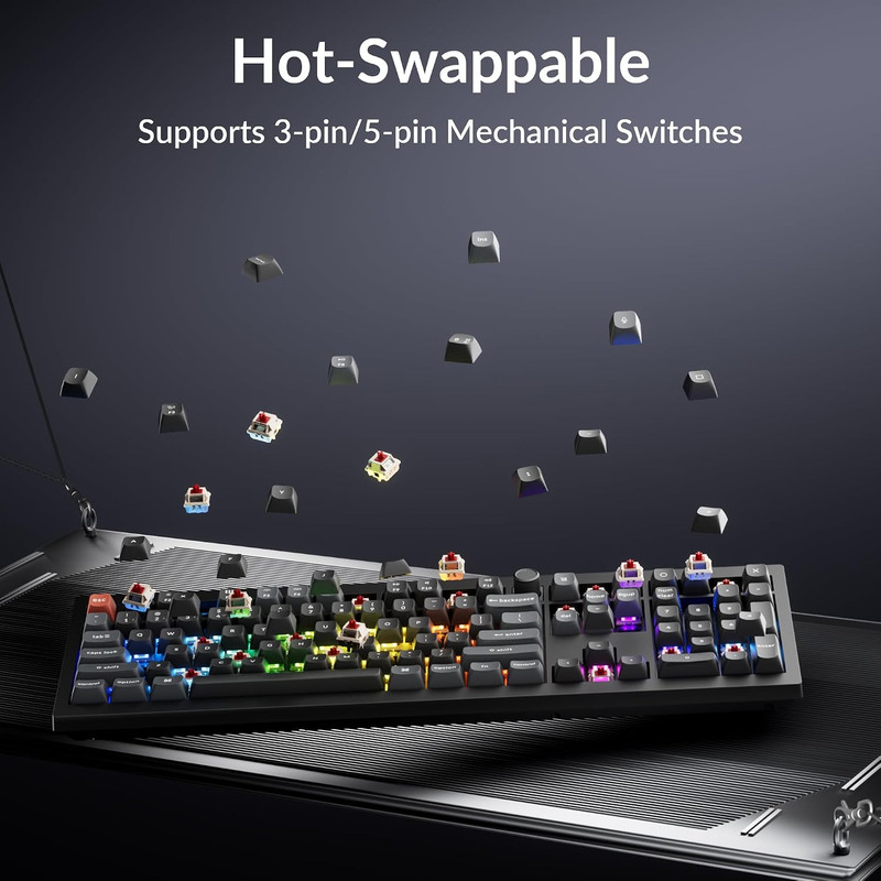 کیبورد بی سیم گیمینگ کیکورن مدل V6 Ultra 8K Red Switch