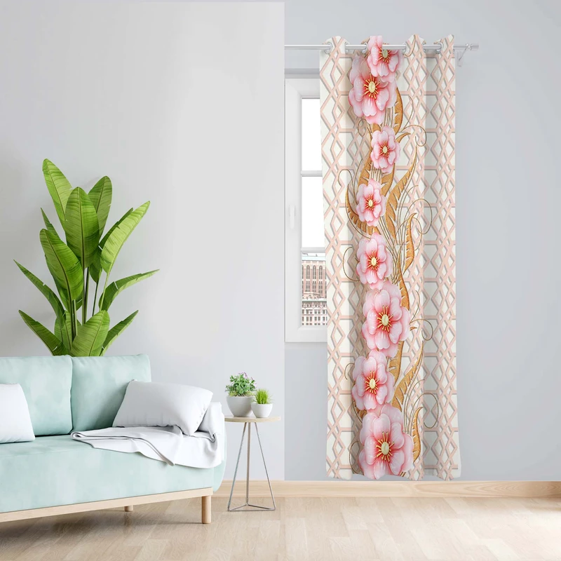 پرده طرح گل مدل مخمل پانچی کد 4932 z سایز 140x200 سانتی متر