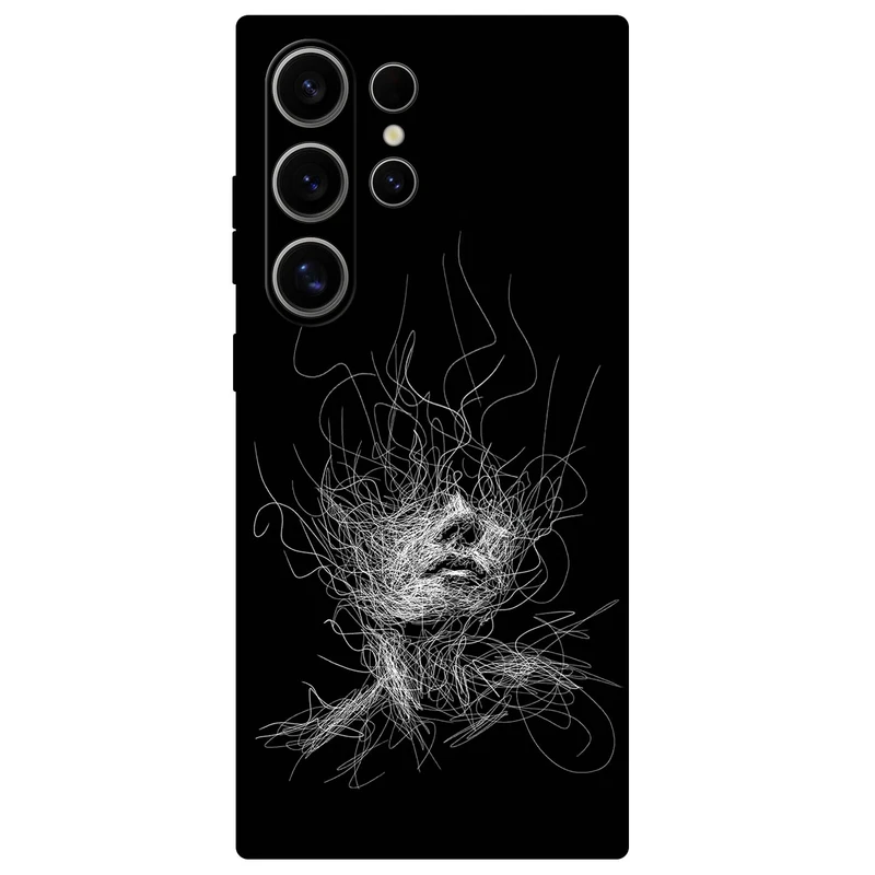 کاور مگافون طرح اسکچ صورت مدل 7423 مناسب برای گوشی موبایل سامسونگ Galaxy S24 Ultra