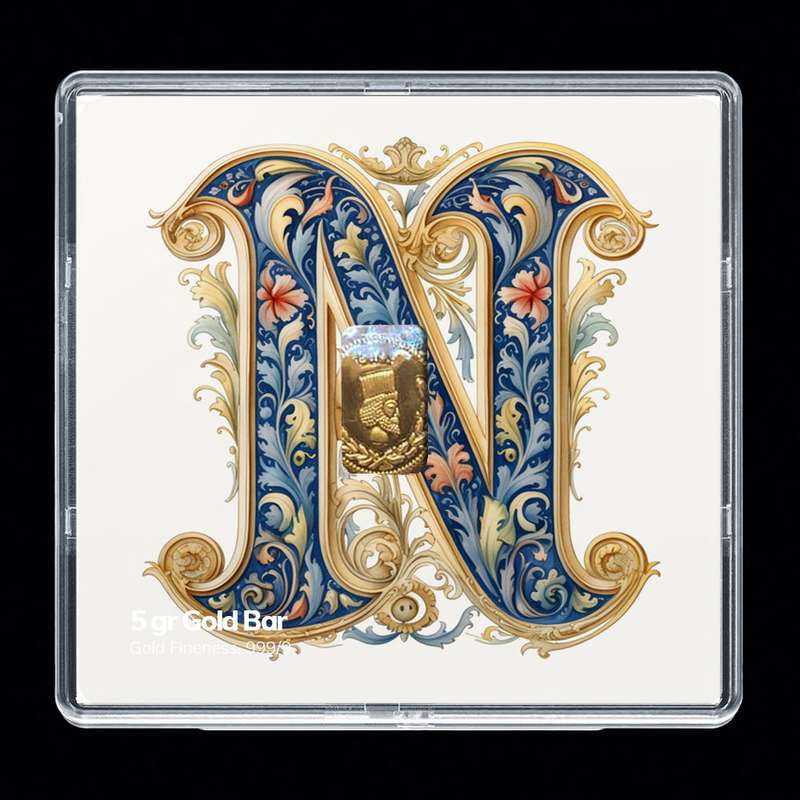 شمش طلا 24 عیار مدوپد مدل حرف N کد SH-10723 شمش طلا 24 عیار مدوپد مدل حرف N کد SH-10723