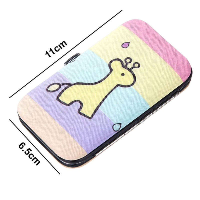 ست مانیکور و پدیکور مدل فانتزی طرح زرافه رنگین کمانی مجموعه 7 عددی