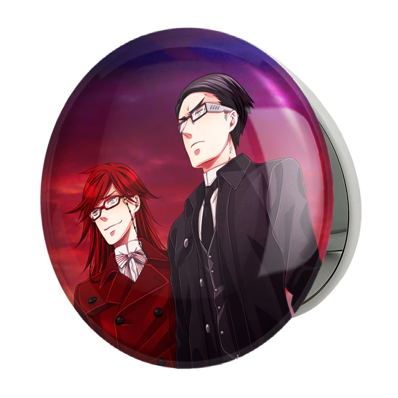 آینه جیبی خندالو طرح ویلیام و گریل انیمه خادم سیاه Black Butler مدل تاشو کد 16303 