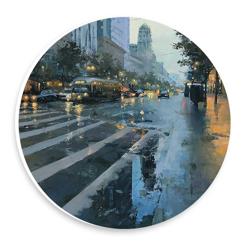  دیوارکوب طرح نقاشی خیابان بارانی مدل wtb1081