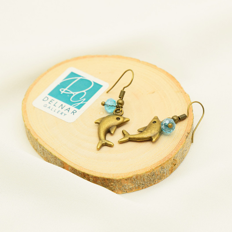 گوشواره دخترانه دلنار گالری مدل دلفین گوشواره دخترانه دلنار گالری مدل دلفین