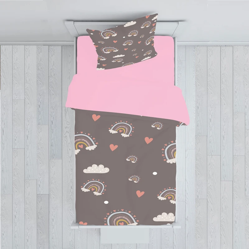 سرویس روتختی مدل قلب و رنگین کمان TXY421 تک نفره 5 تکه