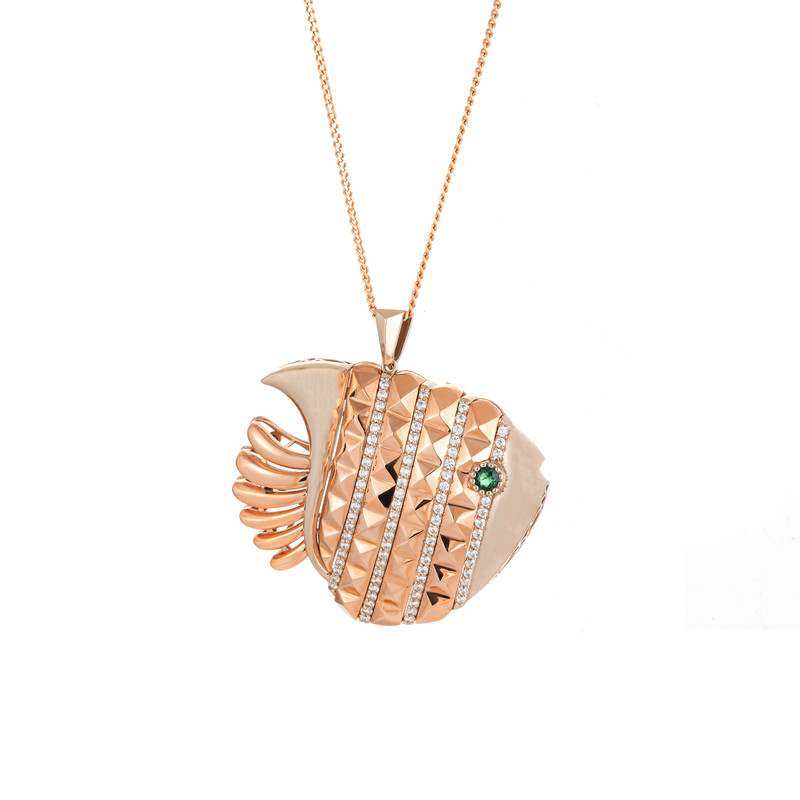 گردنبند طلا 18 عیار زنانه لیلیوم‌ گلد مدل DNTC37-33d طرح ماهی