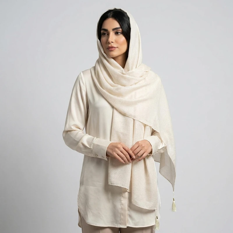 شال لمه زنانه مدل عیدانه کد 99115 با طول و عرض 65*164 سانتی‌متر
