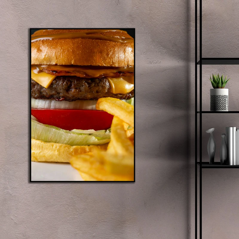 تابلو نوری بکلیت طرح همبرگر مدل B-D2171 فریم مشکی