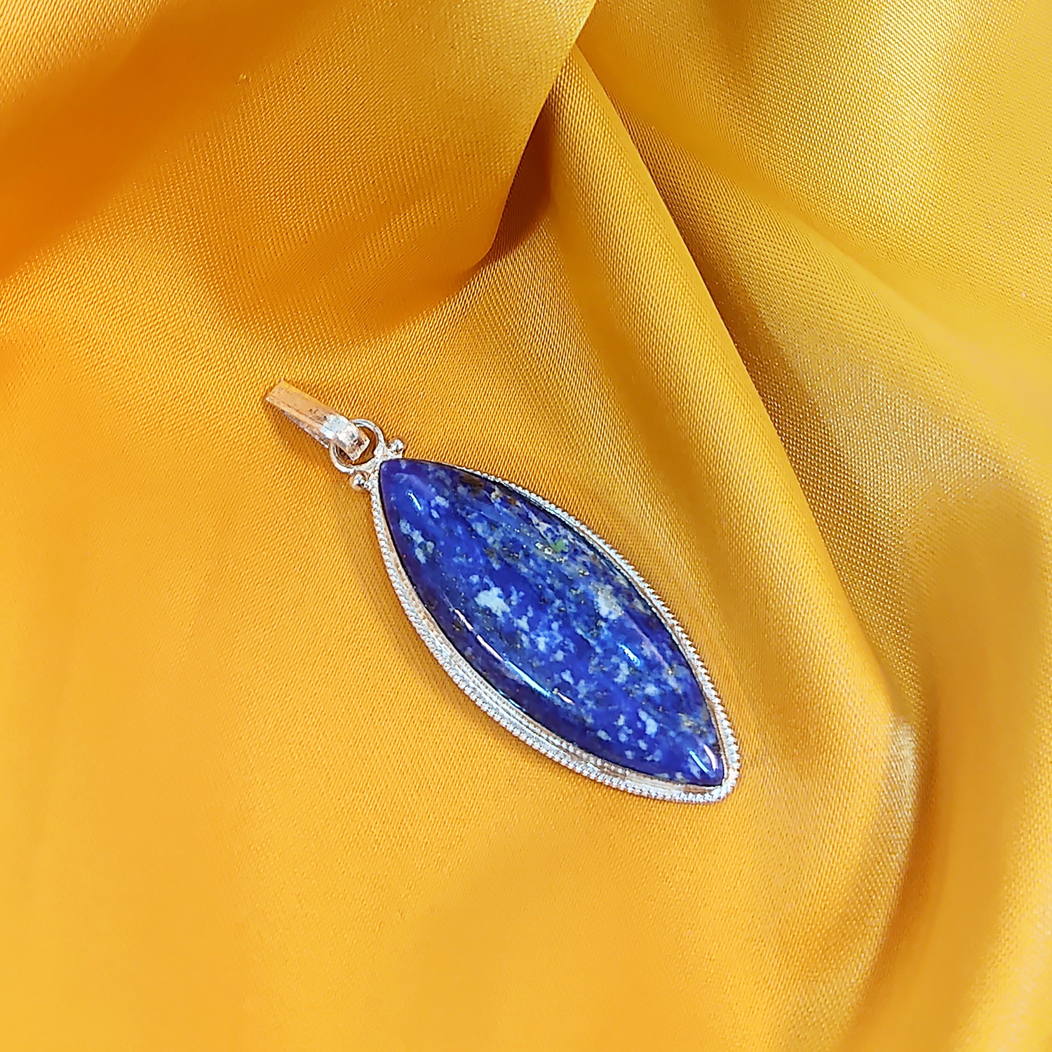 آویز گردنبند نقره مدل لاجورد کد M1151