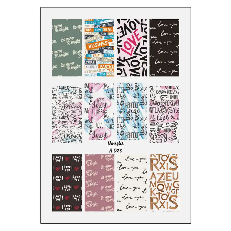 برچسب لنز ناخن مدل نوشته کد N028