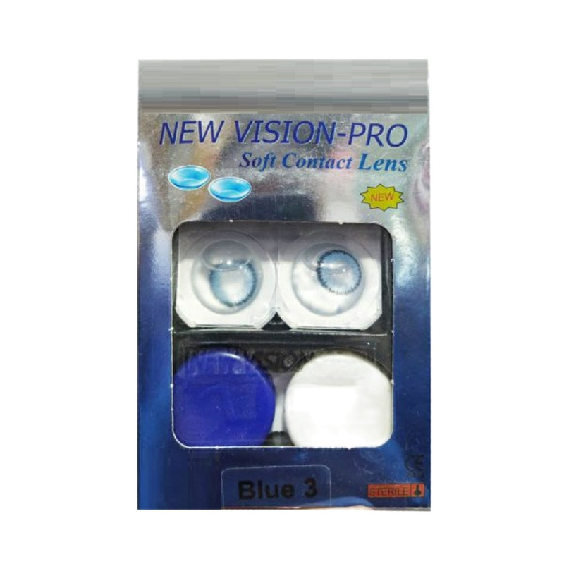 لنز چشم نیو ویژن پرو مدل B3 رنگ آبی متوسط دور مشکی