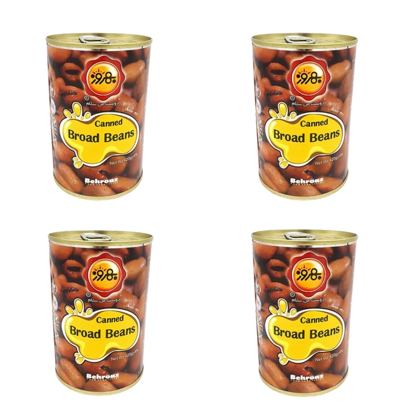 کنسرو باقالی پخته بهروز - 410 گرم بسته 4 عددی