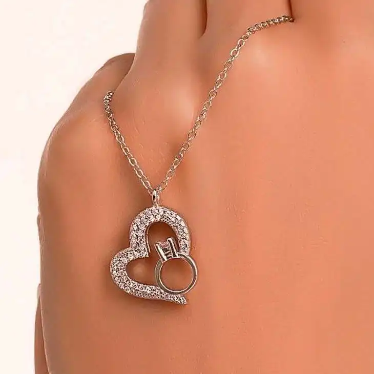 گردنبند نقره زنانه مدل قلب و حلقه BARF 13