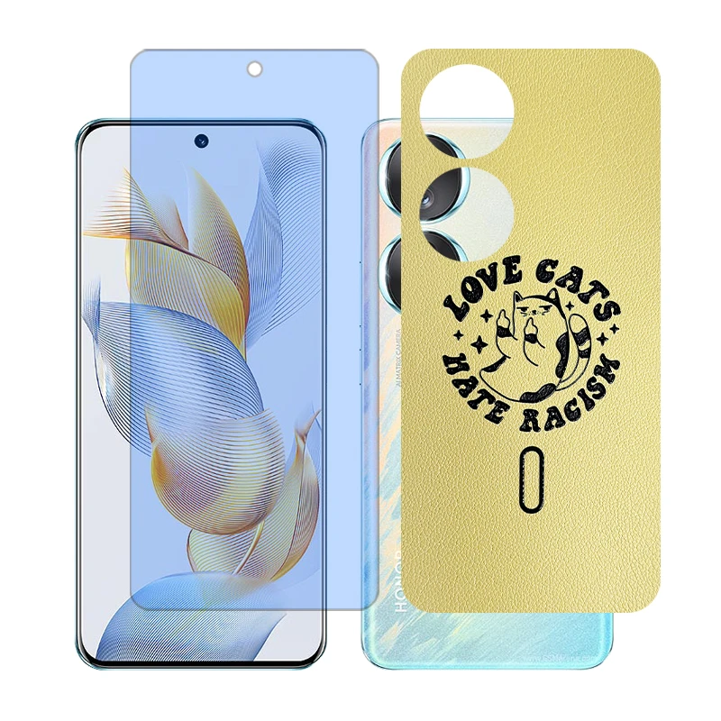 محافظ صفحه نمایش بلو کات گلس مدل together مناسب برای گوشی موبایل آنر 90 به همراه برچسب پوششی پشت گوشی